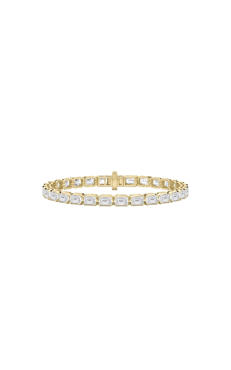 10Cttw Emerald Shaped Lab Grown Diamond (F/VS) Tennis Bracelet in 14K Gold