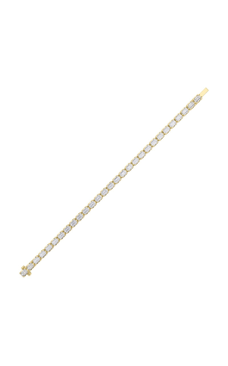10CTW Emerald Shaped Lab Grown Diamond (F/VS) Tennis Bracelet in 14K Gold, 14K Yellow Gold