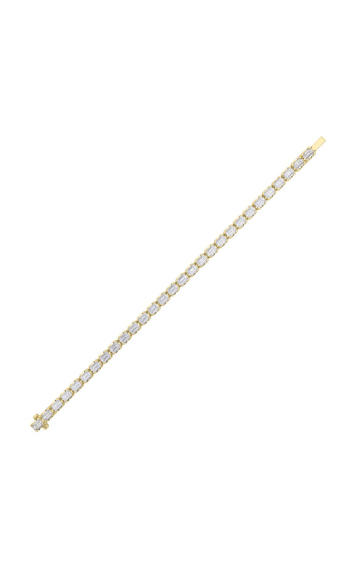 10Cttw Emerald Shaped Lab Grown Diamond (F/VS) Tennis Bracelet in 14K Gold
