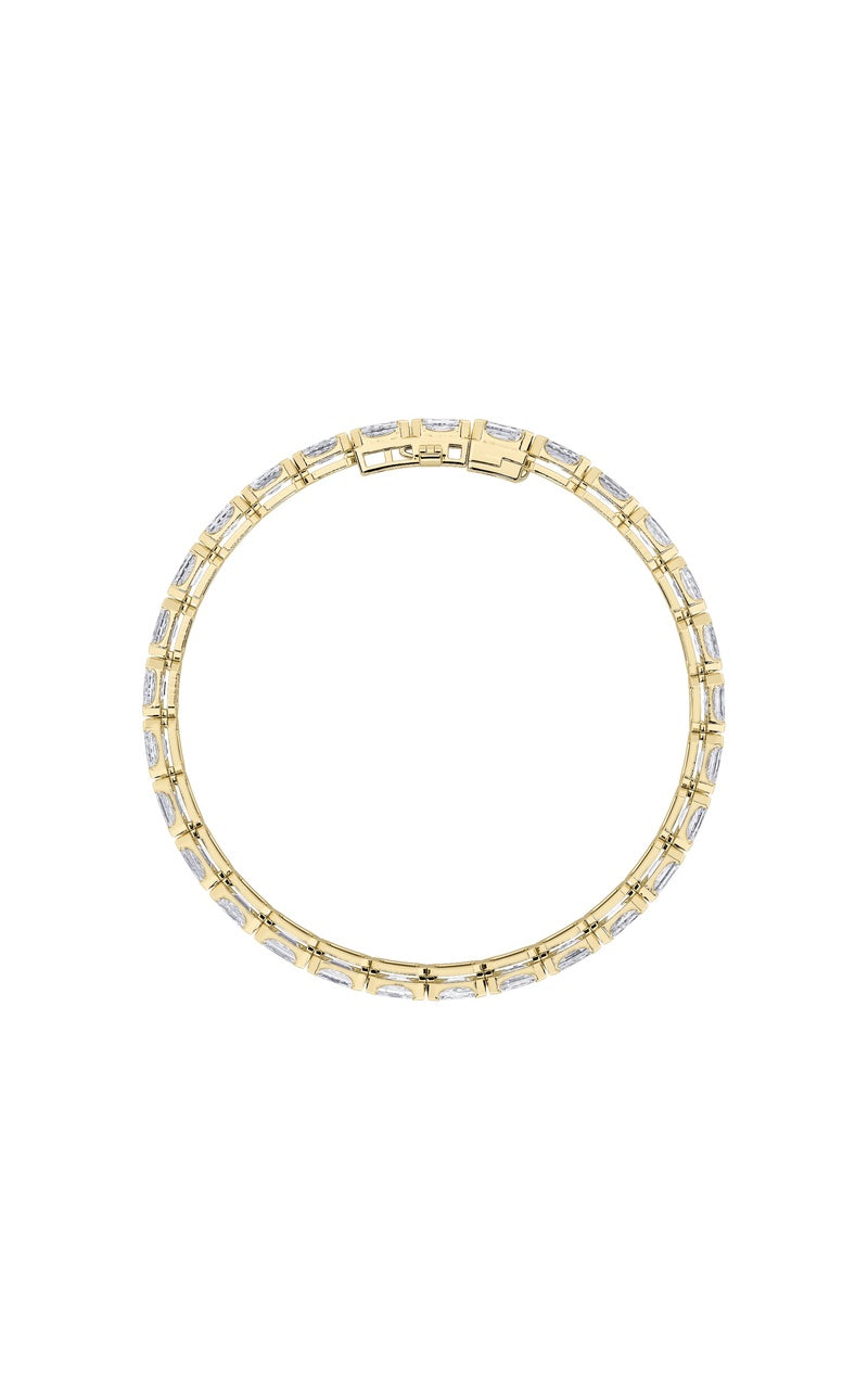 12Cttw Emerald Shaped Lab Grown Diamond (F/VS) Tennis Bracelet in 14K Gold