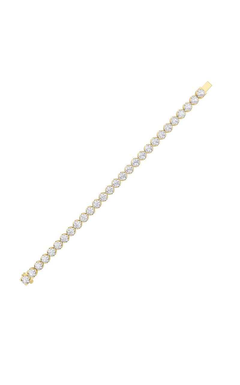 15CTW Round Shaped Lab Grown Diamond (F/VS) Bracelet in 14K Gold