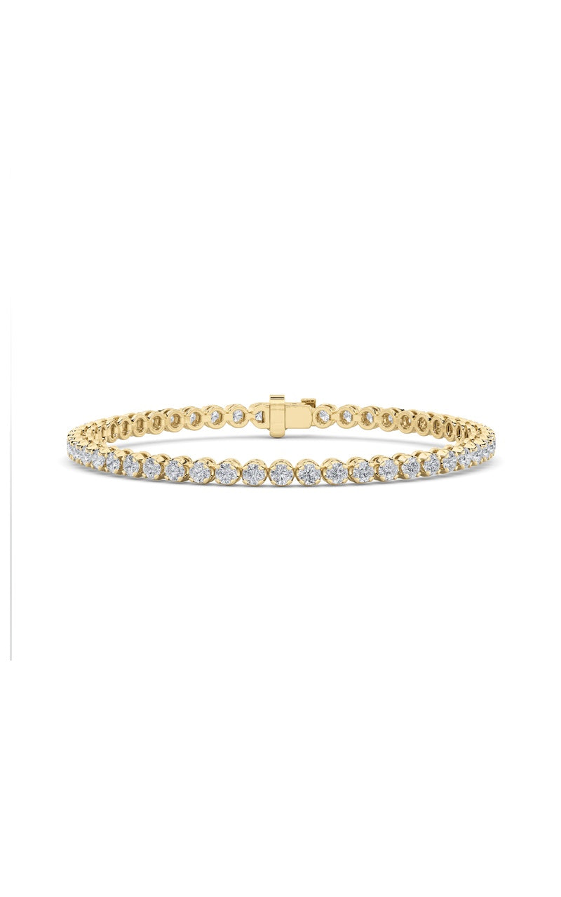 3CTW Round Shaped Lab Grown Diamond (F/VS) Tennis Bracelet in 14K Gold