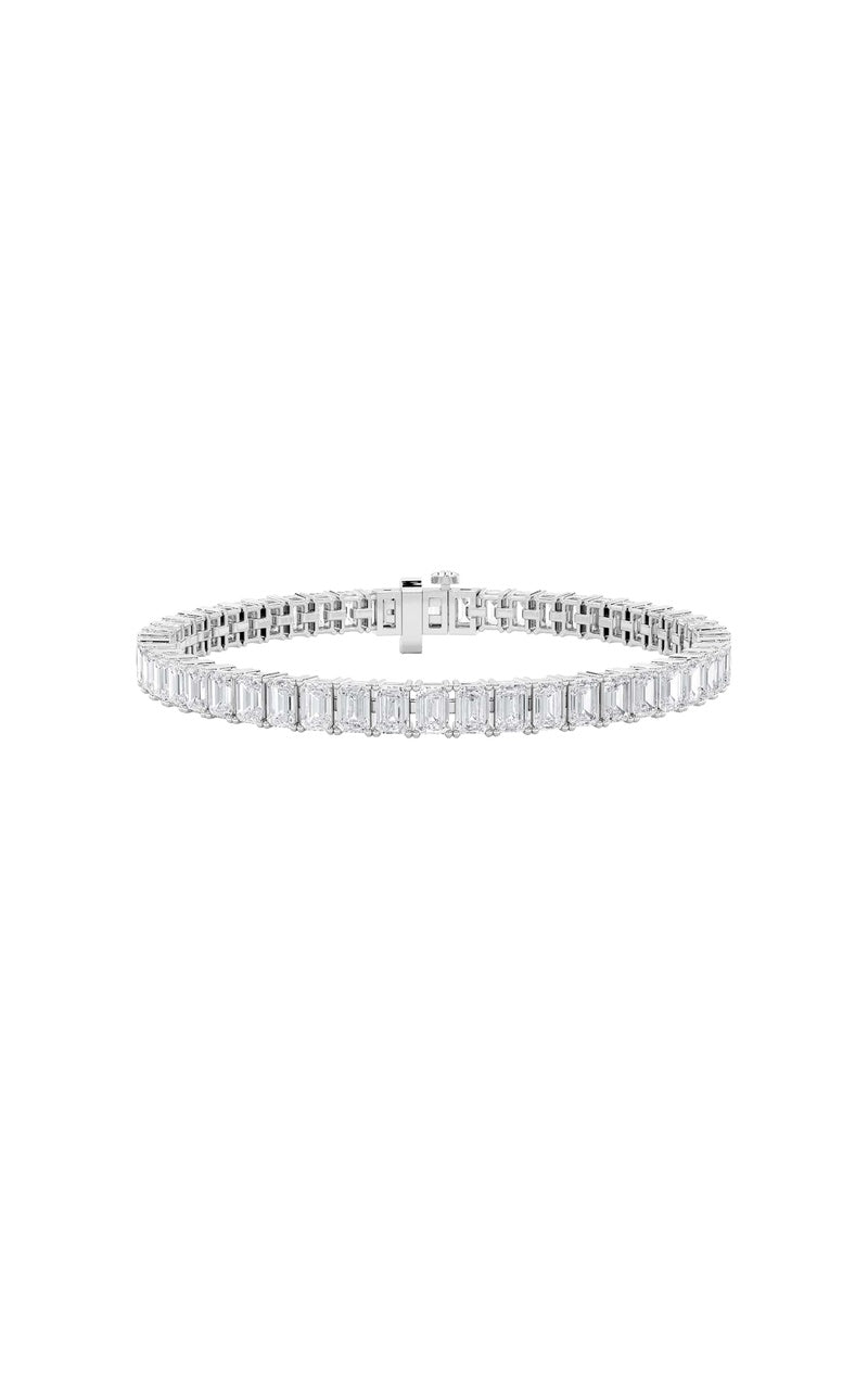 10CTW Emerald Shaped Lab Grown Diamond (F/VS) East West Line Bracelet in 14K Gold