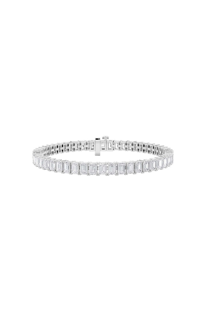10CTW Emerald Shaped Lab Grown Diamond (F/VS) East West Line Bracelet in 14K Gold