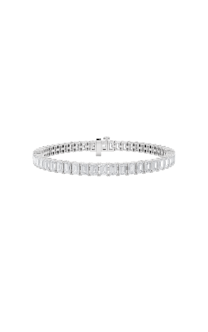 10Cttw Emerald Shaped Lab Grown Diamond (F/VS) East West Line Bracelet in 14K Gold