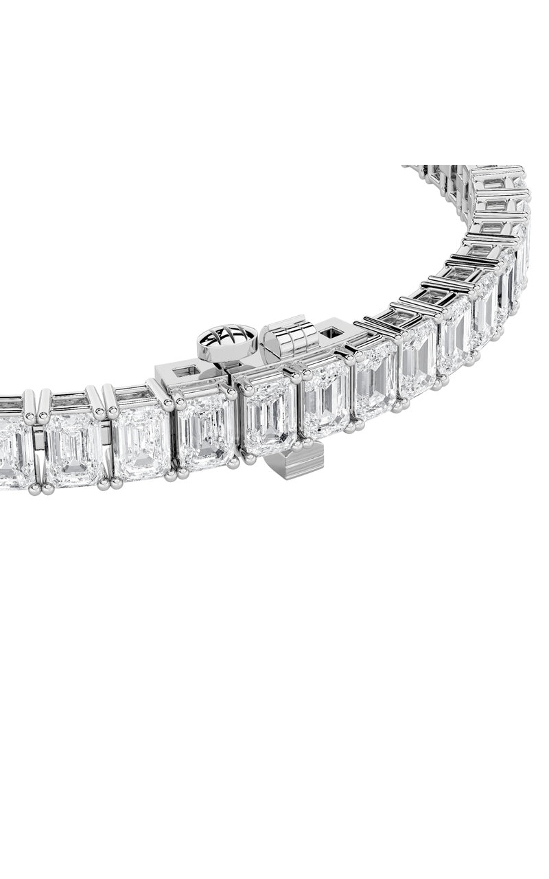 10Cttw Emerald Shaped Lab Grown Diamond (F/VS) East West Line Bracelet in 14K Gold