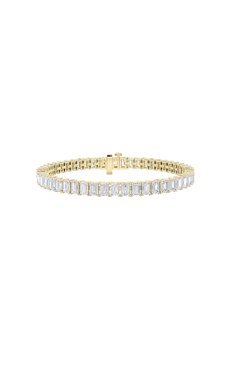 10Cttw Emerald Shaped Lab Grown Diamond (F/VS) East West Line Bracelet in 14K Gold