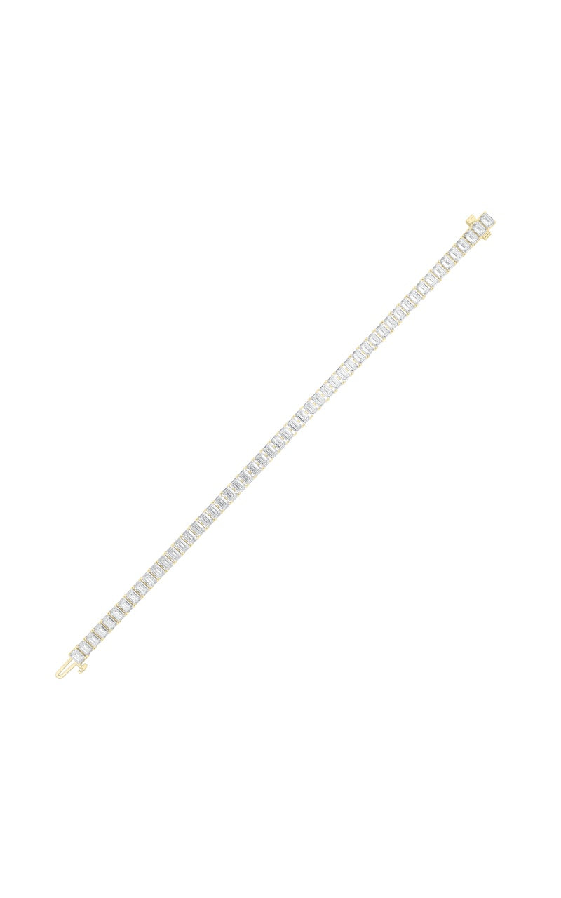 10CTW Emerald Shaped Lab Grown Diamond (F/VS) East West Line Bracelet in 14K Gold