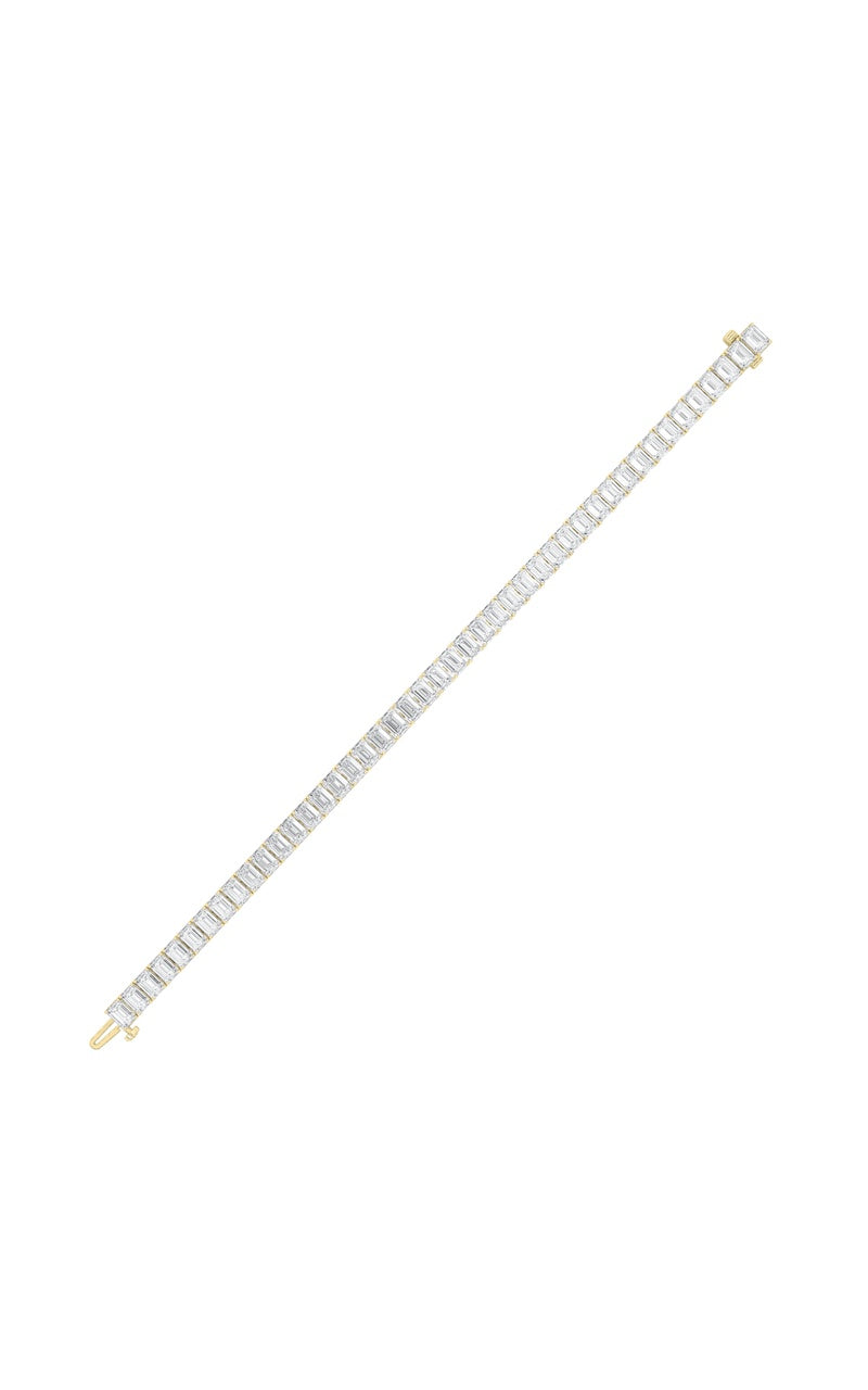 18.5CTW Emerald Shaped Lab Grown Diamond (F/VS) East West Line Bracelet in 14K Gold