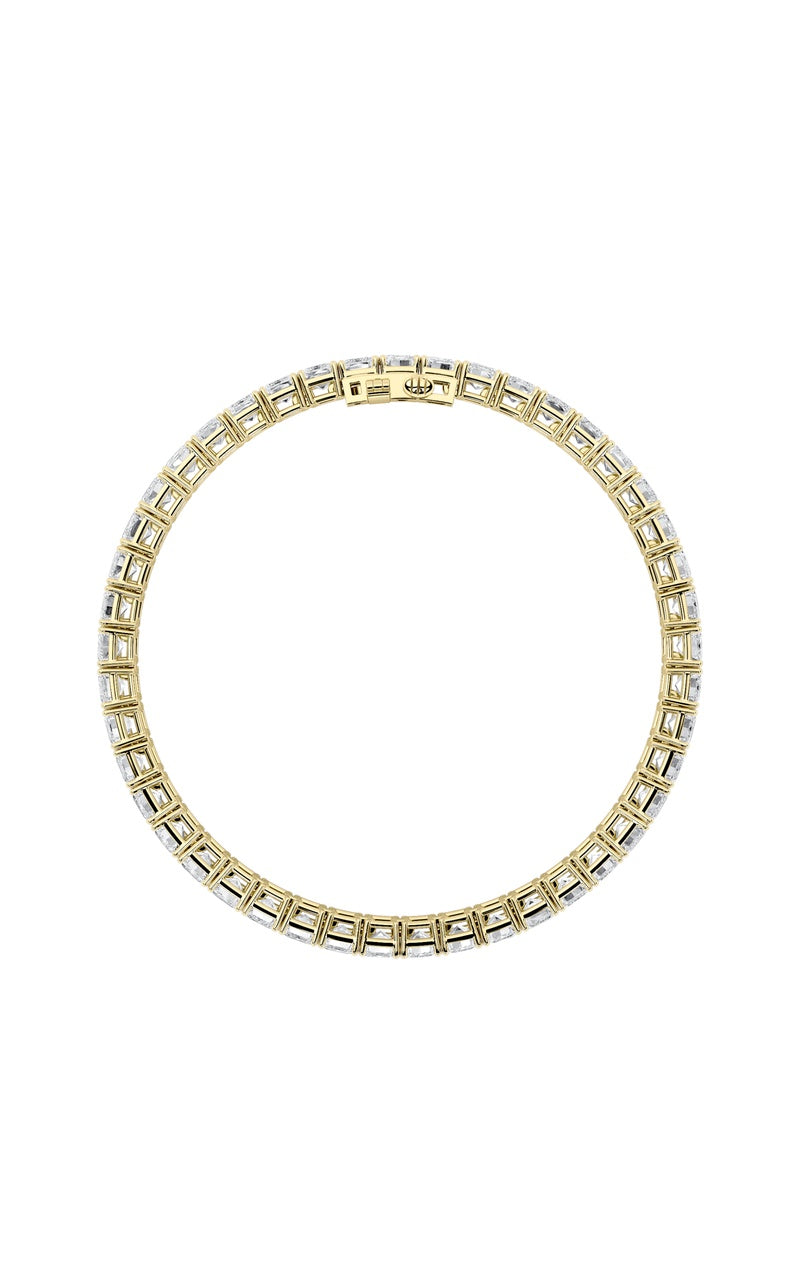18.5CTW Emerald Shaped Lab Grown Diamond (F/VS) East West Line Bracelet in 14K Gold