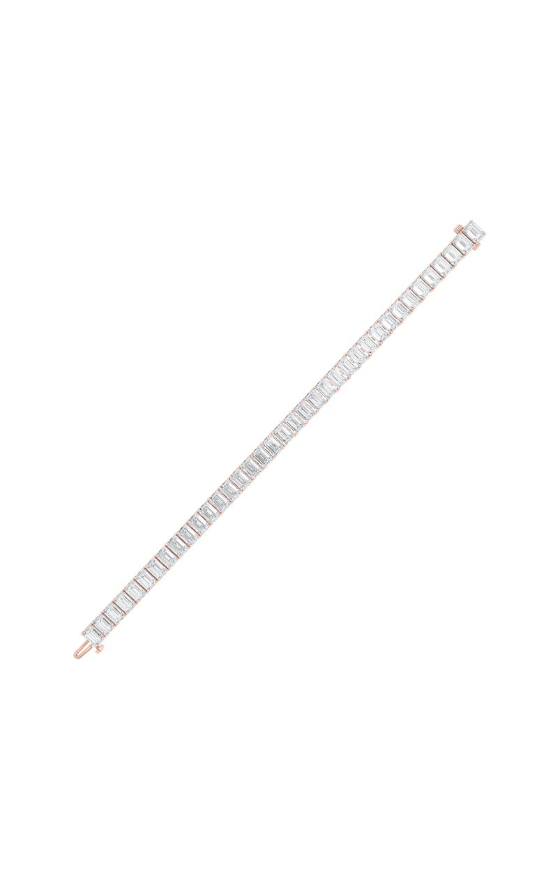 21.5Cttw Emerald Shaped Lab Grown Diamond (G/VS) East West Line Bracelet in 14K Gold