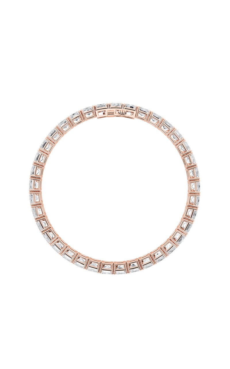 21.5Cttw Emerald Shaped Lab Grown Diamond (G/VS) East West Line Bracelet in 14K Gold
