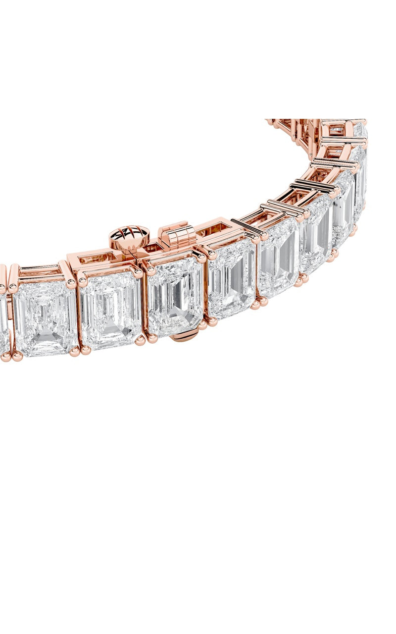 21.5Cttw Emerald Shaped Lab Grown Diamond (G/VS) East West Line Bracelet in 14K Gold