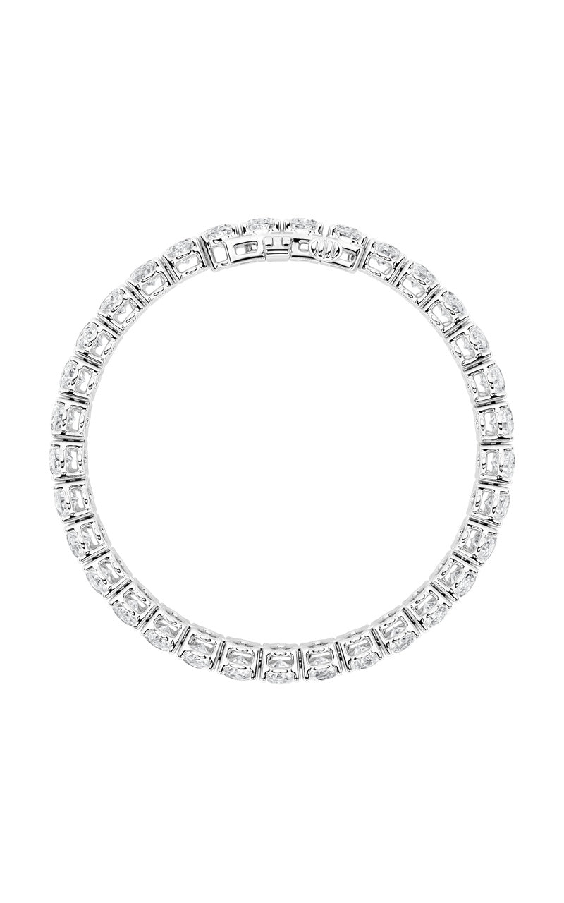 10CTW Oval Shaped Lab Grown Diamond (F/VS) East West Line Bracelet in 14K Gold