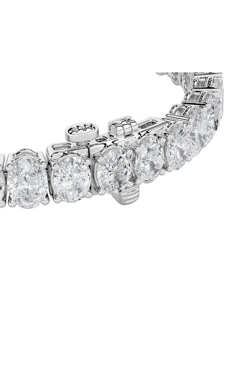 10CTW Oval Shaped Lab Grown Diamond (F/VS) East West Line Bracelet in 14K Gold