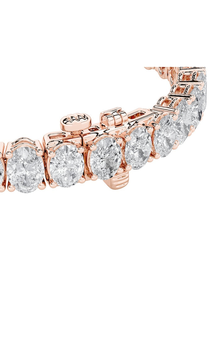 10CTW Oval Shaped Lab Grown Diamond (F/VS) East West Line Bracelet in 14K Gold