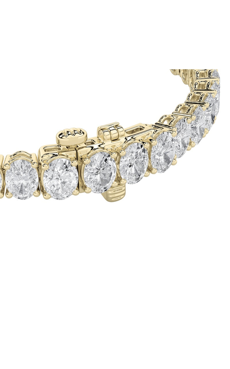 15Cttw Oval Shaped Lab Grown Diamond (F/VS) East West Line Bracelet in 14K Gold