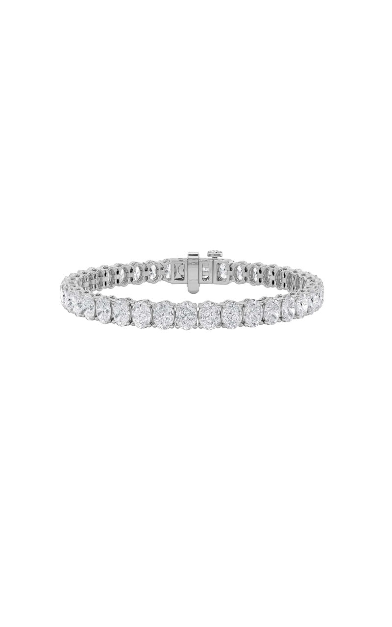 16.5CTW Oval Shaped Lab Grown Diamond (F/VS) East West Line Bracelet in 14K Gold
