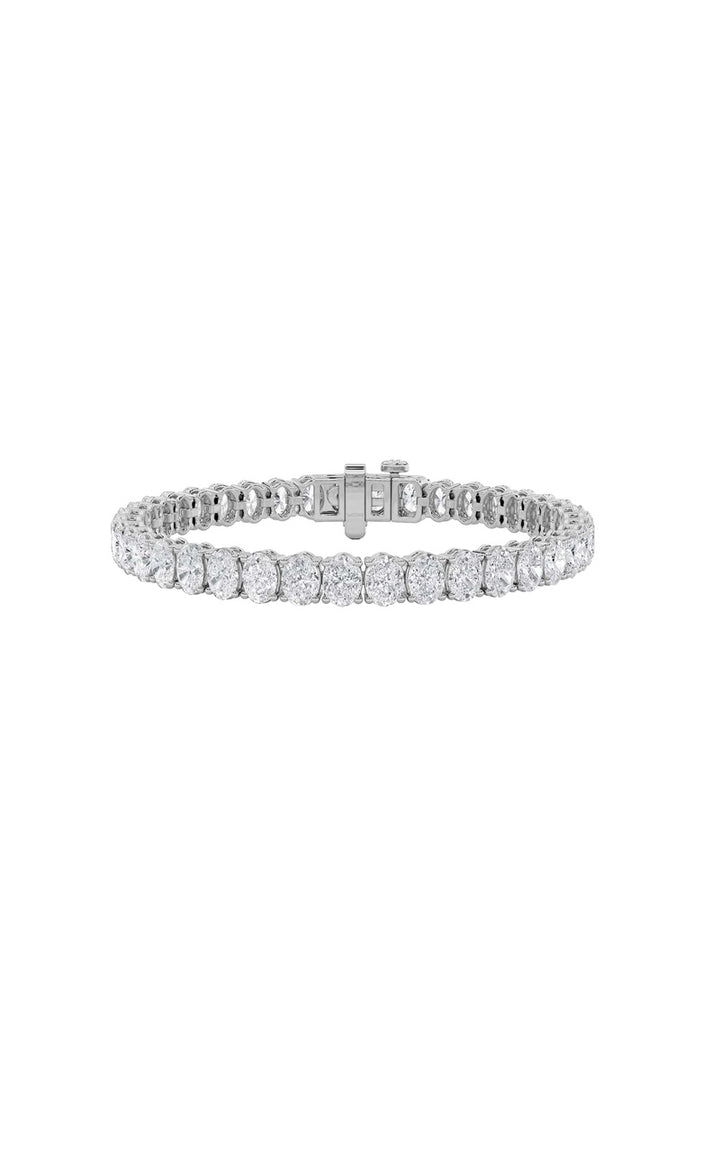 16.5CTW Oval Shaped Lab Grown Diamond (F/VS) East West Line Bracelet in 14K Gold