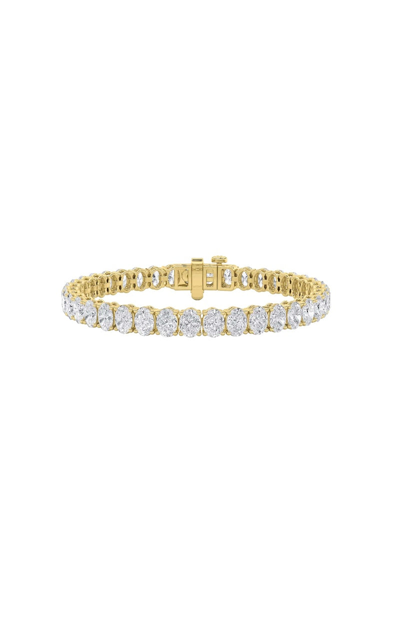 18.5Cttw Oval Shaped Lab Grown Diamond (F/VS) EastWest Line Bracelet in 14K Gold