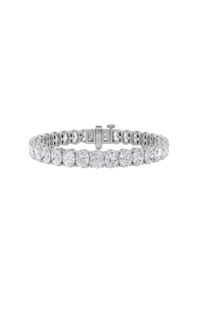 24Cttw Oval Shaped Lab Grown Diamond (F/VS) East West Line Bracelet in 14K Gold