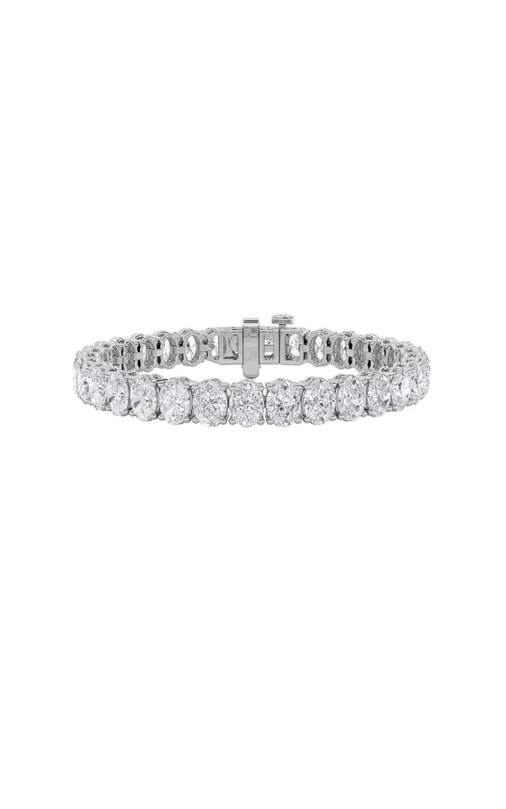 24Cttw Oval Shaped Lab Grown Diamond (F/VS) East West Line Bracelet in 14K Gold