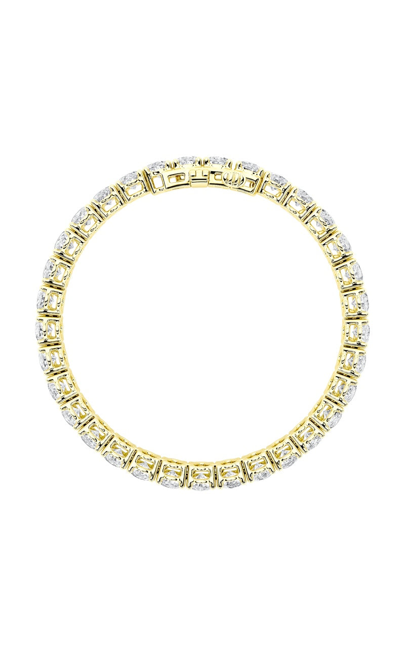 24CTW Oval Shaped Lab Grown Diamond (F/VS) East West Line Bracelet in 14K Gold