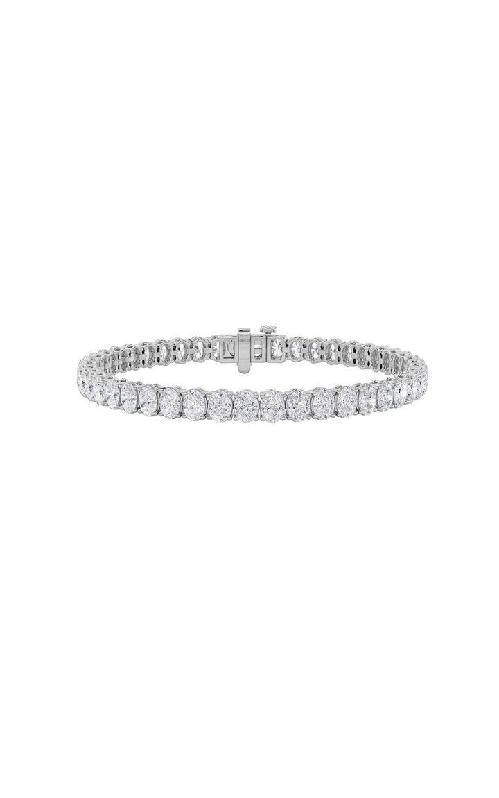 9CTW Oval Shaped Lab Grown Diamond (G/VS) East West Line Bracelet in 14K Gold