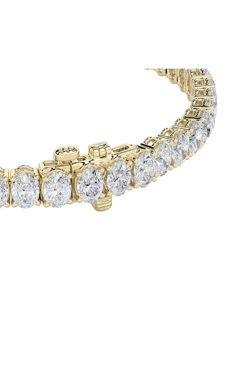 9CTW Oval Shaped Lab Grown Diamond (G/VS) East West Line Bracelet in 14K Gold
