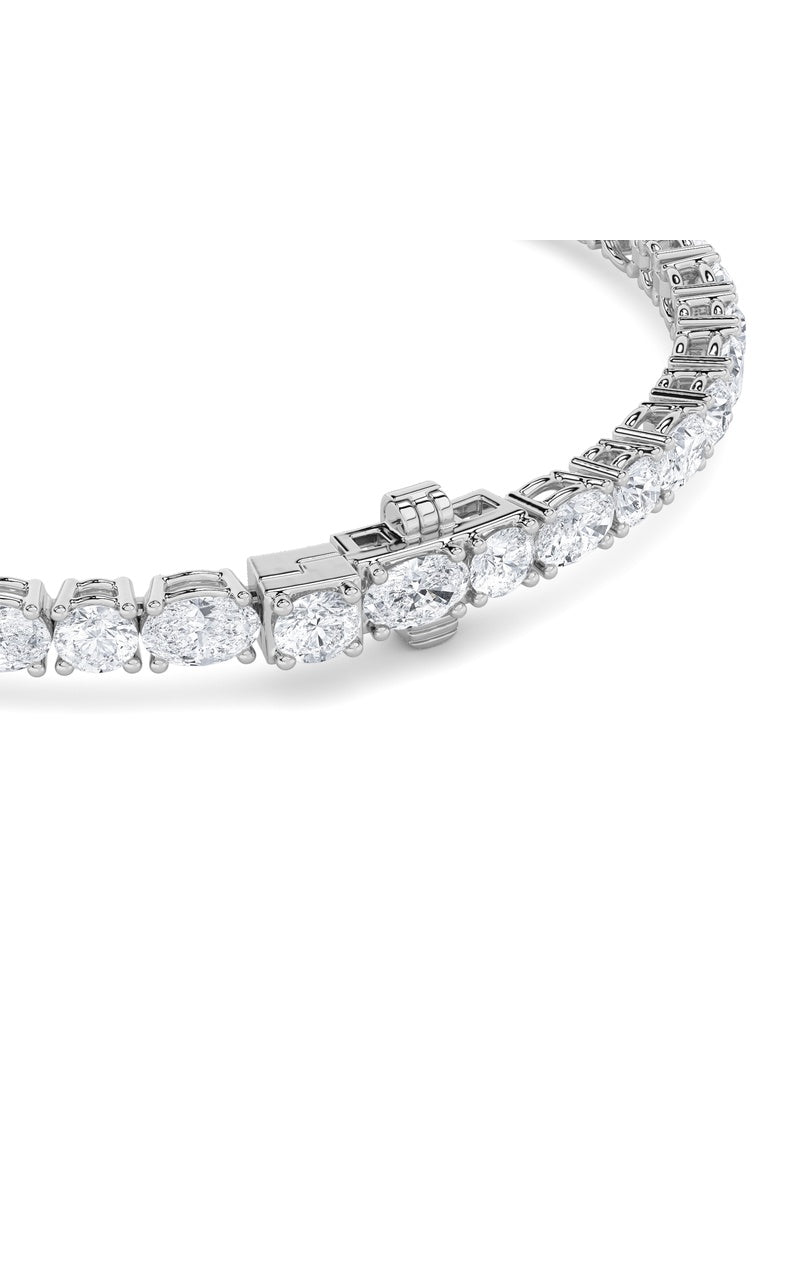 7CTW Oval Shaped Lab Grown Diamond (F/VS) East West Bracelet in 14K Gold