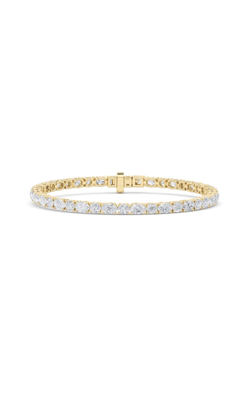 7CTW Oval Shaped Lab Grown Diamond (F/VS) East West Bracelet in 14K Gold