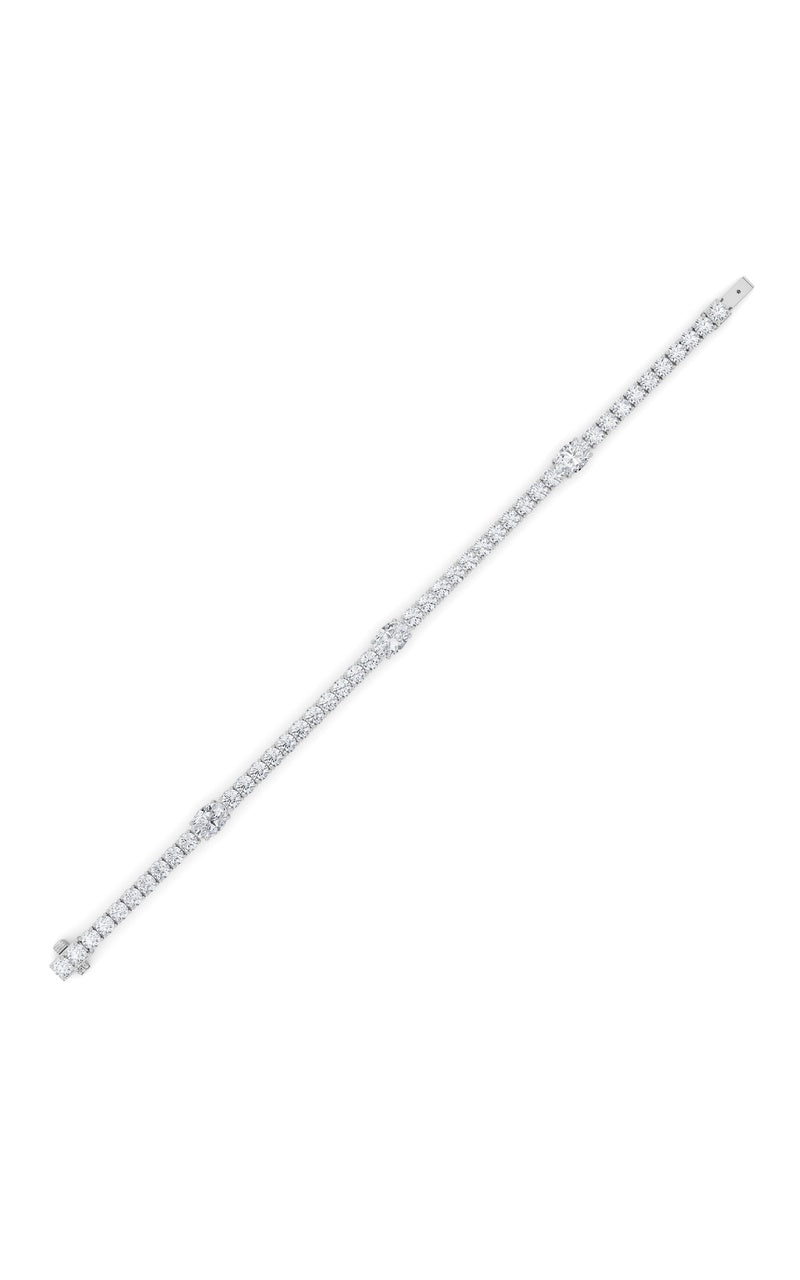 10CTW Oval Shaped Lab Grown Diamond (F/VS) East West Station Bracelet in 14K Gold