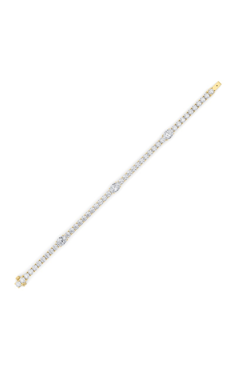 10Cttw Oval Shaped Lab Grown Diamond (F/VS) East West Station Bracelet in 14K Gold