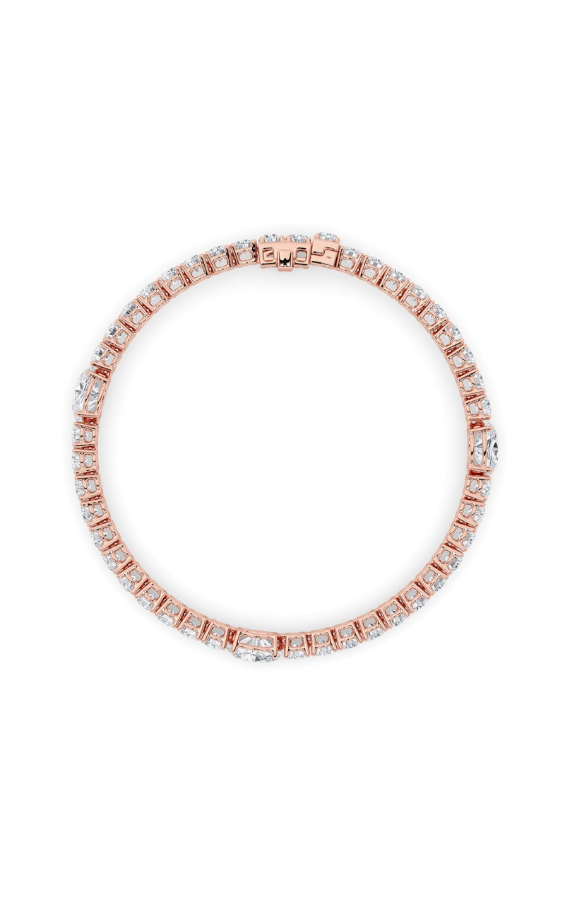 10Cttw Oval Shaped Lab Grown Diamond (F/VS) East West Station Bracelet in 14K Gold