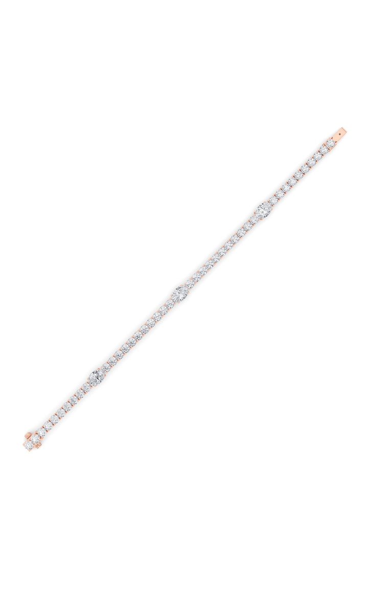 10Cttw Oval Shaped Lab Grown Diamond (F/VS) East West Station Bracelet in 14K Gold