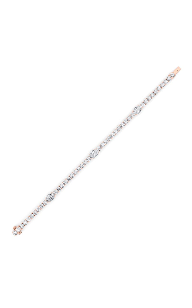 10Cttw Oval Shaped Lab Grown Diamond (F/VS) East West Station Bracelet in 14K Gold