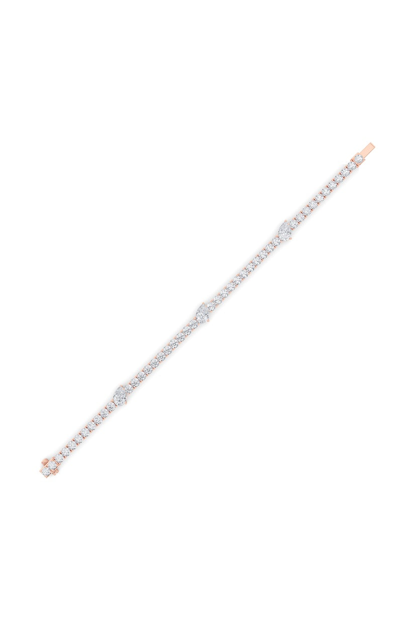 10Cttw Pear Shaped Lab Grown Diamond (F/VS) East West Station Bracelet in 14K Gold