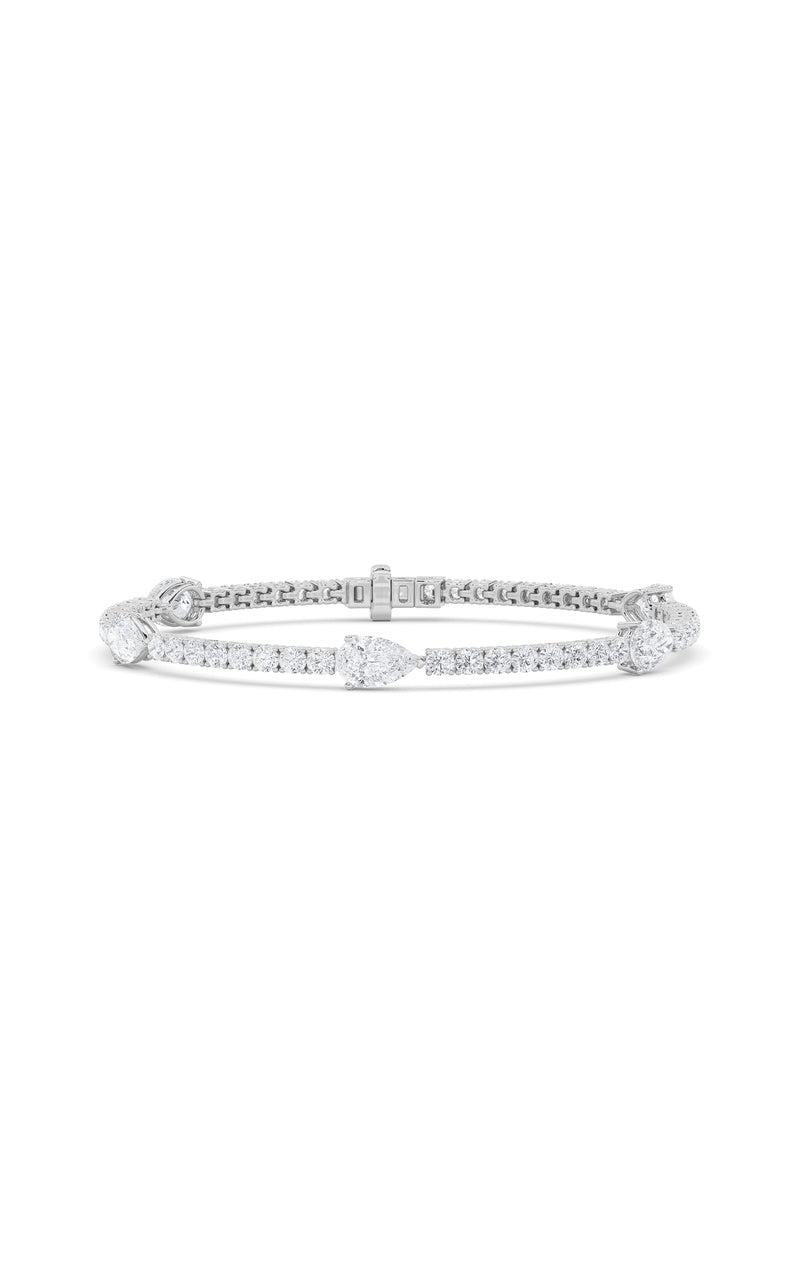 6CTW Pear Shaped Lab Grown Diamond (F/VS) East West Station Bracelet in 14K Gold
