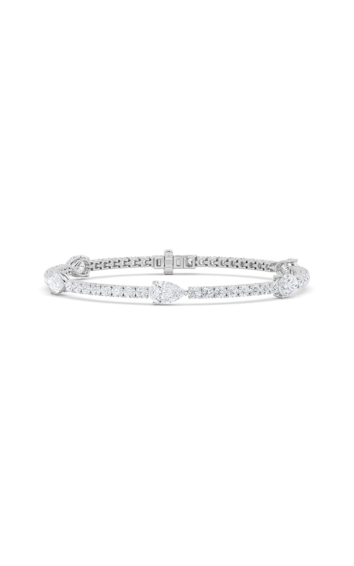 6Cttw Pear Shaped Lab Grown Diamond (F/VS) East West Station Bracelet in 14K Gold