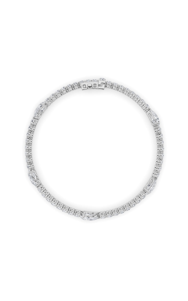 6CTW Pear Shaped Lab Grown Diamond (F/VS) East West Station Bracelet in 14K Gold