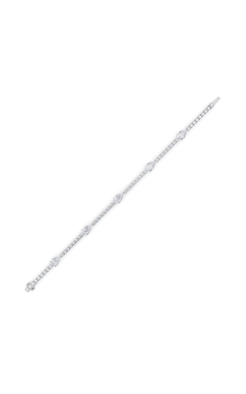 6CTW Pear Shaped Lab Grown Diamond (F/VS) East West Station Bracelet in 14K Gold