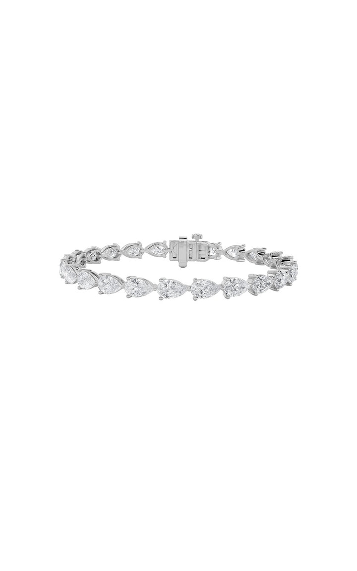 10Cttw Pear Shaped Lab Grown Diamond (F/VS) FancyLine Bracelet in 14K Gold