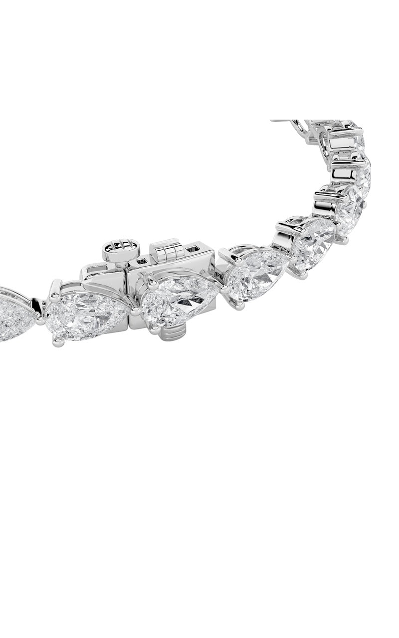 10CTW Pear Shaped Lab Grown Diamond (F/VS) Fancy Line Bracelet in 14K Gold