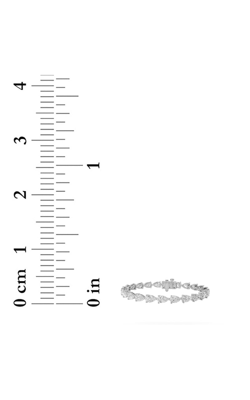 10Cttw Pear Shaped Lab Grown Diamond (F/VS) FancyLine Bracelet in 14K Gold