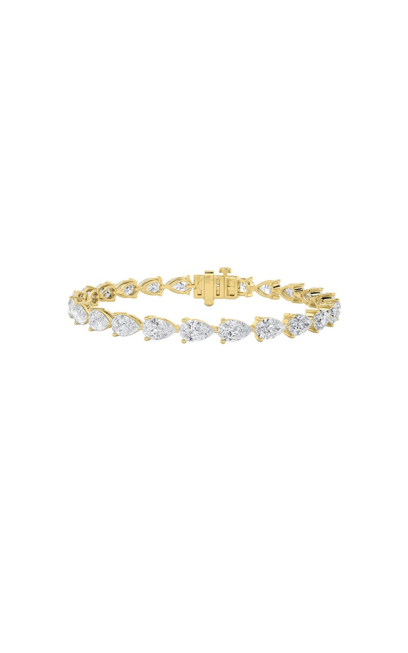 10Cttw Pear Shaped Lab Grown Diamond (F/VS) FancyLine Bracelet in 14K Gold