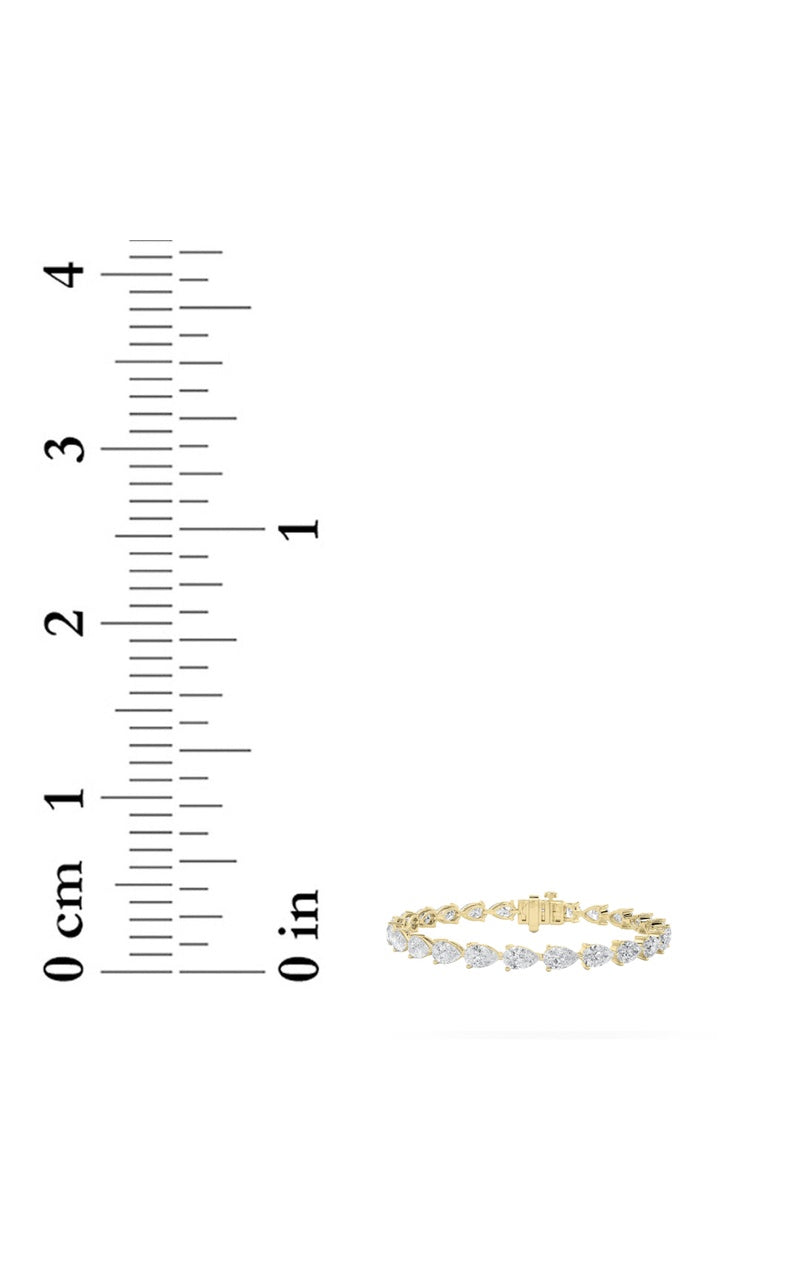 10CTW Pear Shaped Lab Grown Diamond (F/VS) Fancy Line Bracelet in 14K Gold