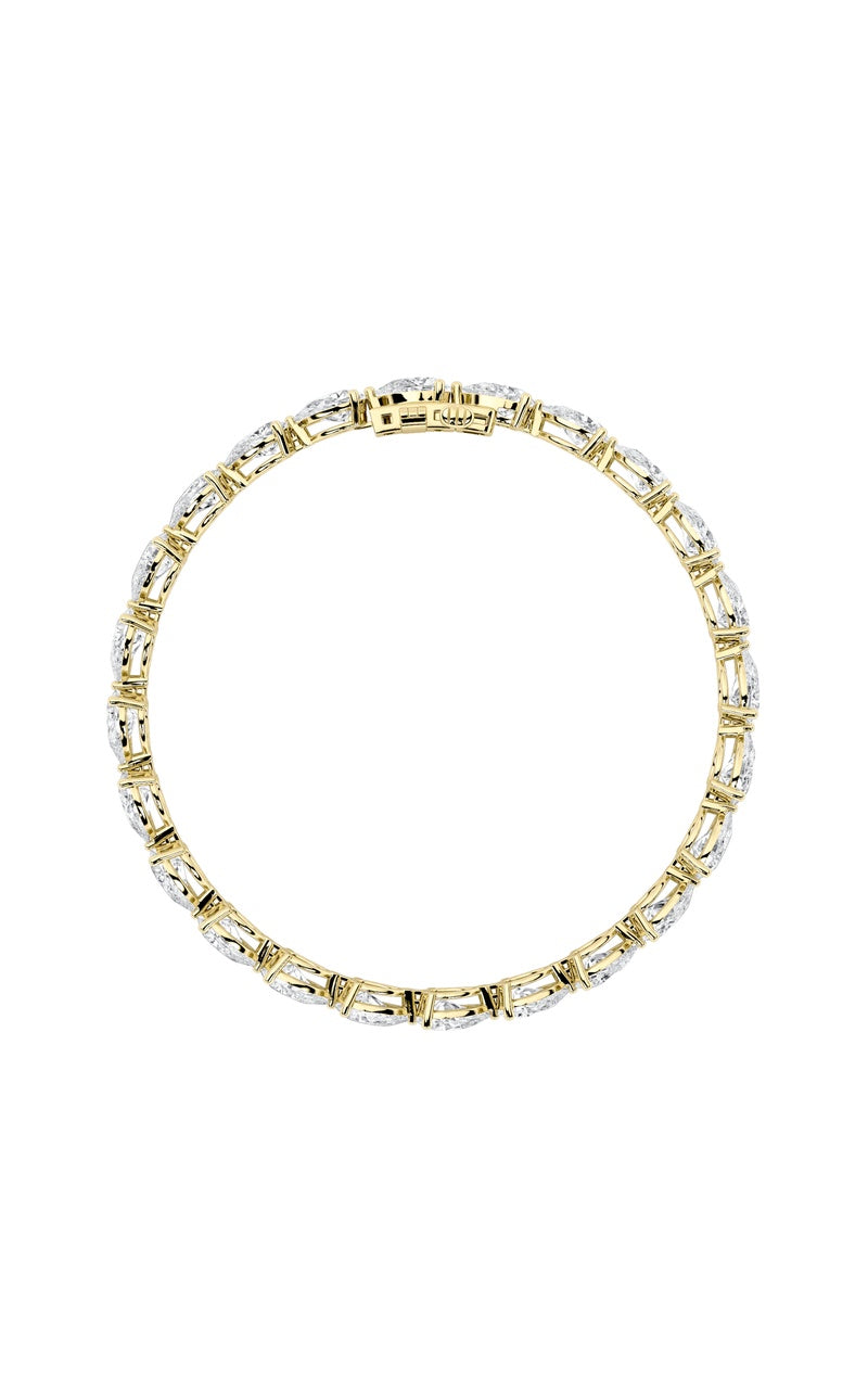 12CTW Pear Shaped Lab Grown Diamond (F/VS) Fancy Line Bracelet in 14K Gold