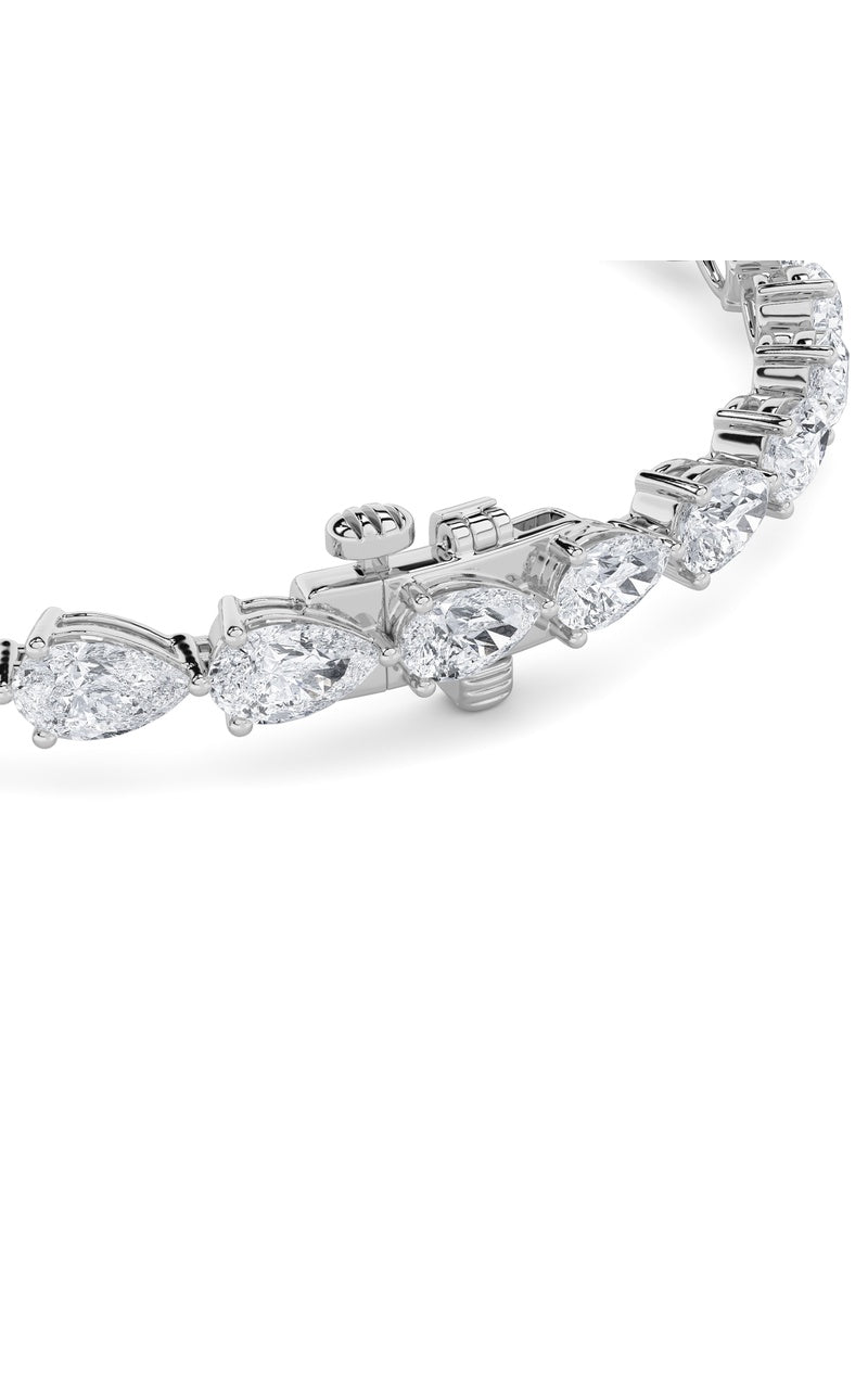 6CTW Pear Shaped Lab Grown Diamond (F/VS) Fancy Line Bracelet in 14K Gold