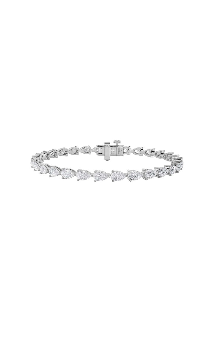 7Cttw Pear Shaped Lab Grown Diamond (F/VS) Fancy Line Bracelet in 14K Gold