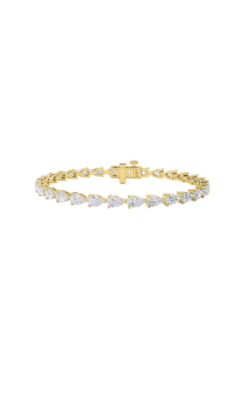 7CTW Pear Shaped Lab Grown Diamond (F/VS) Fancy Line Bracelet in 14K Gold